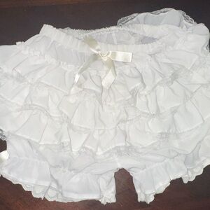 White Ruffled Women's Sleep Shorts